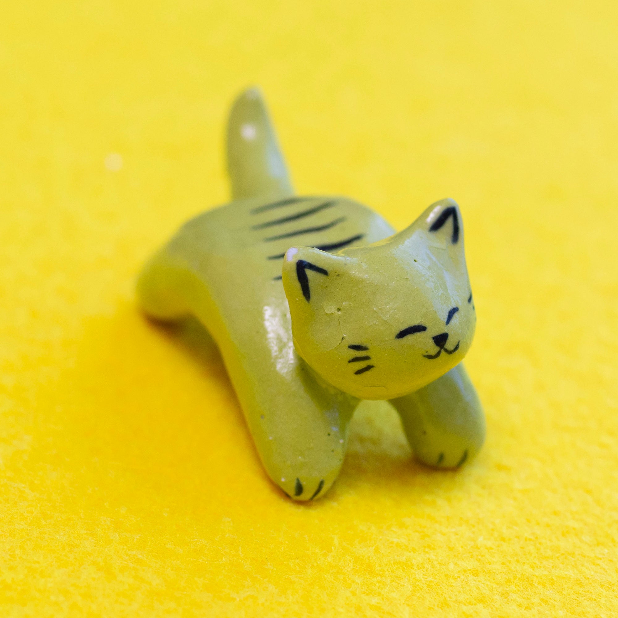 Merry - Lime Green Mini Cat Sculpture