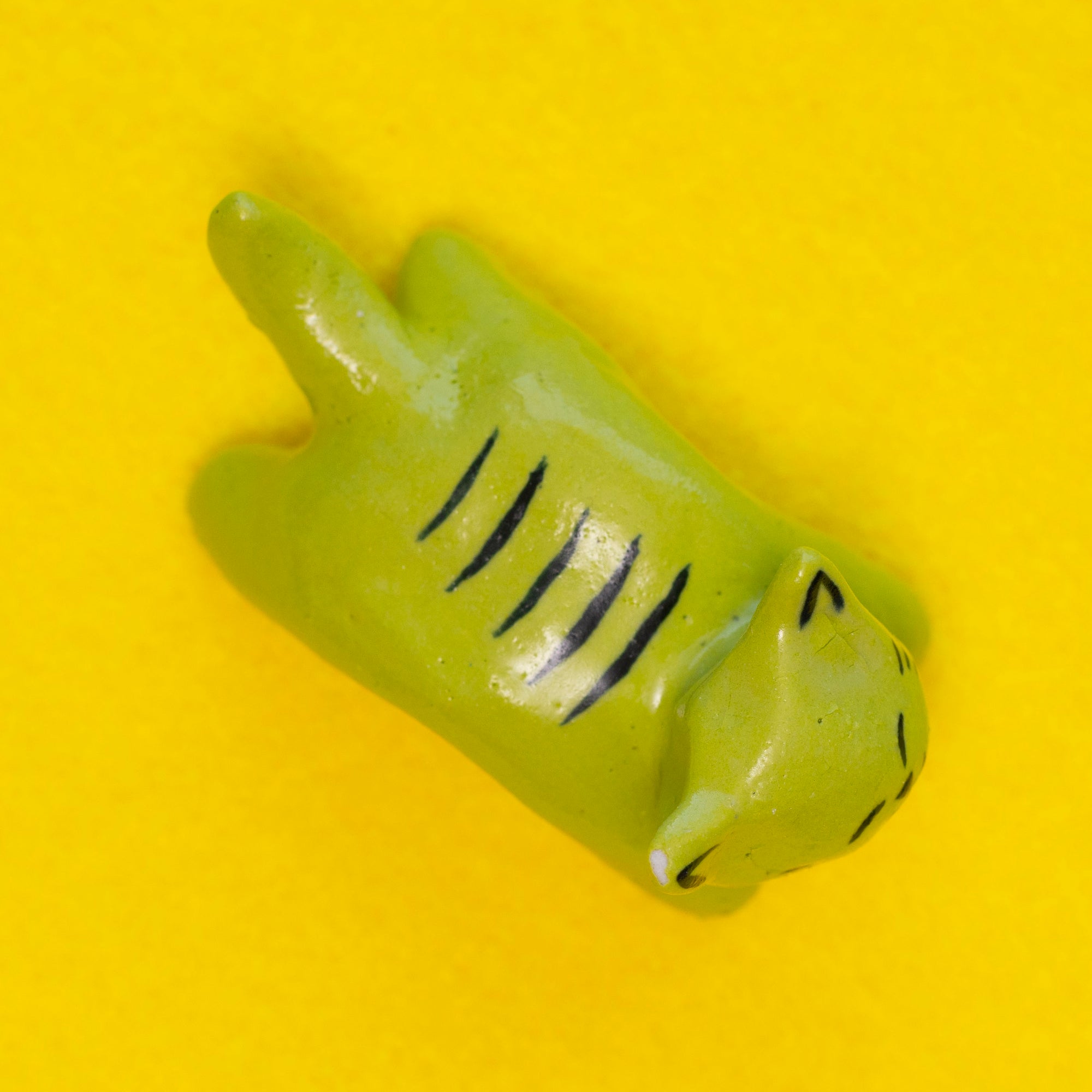Merry - Lime Green Mini Cat Sculpture