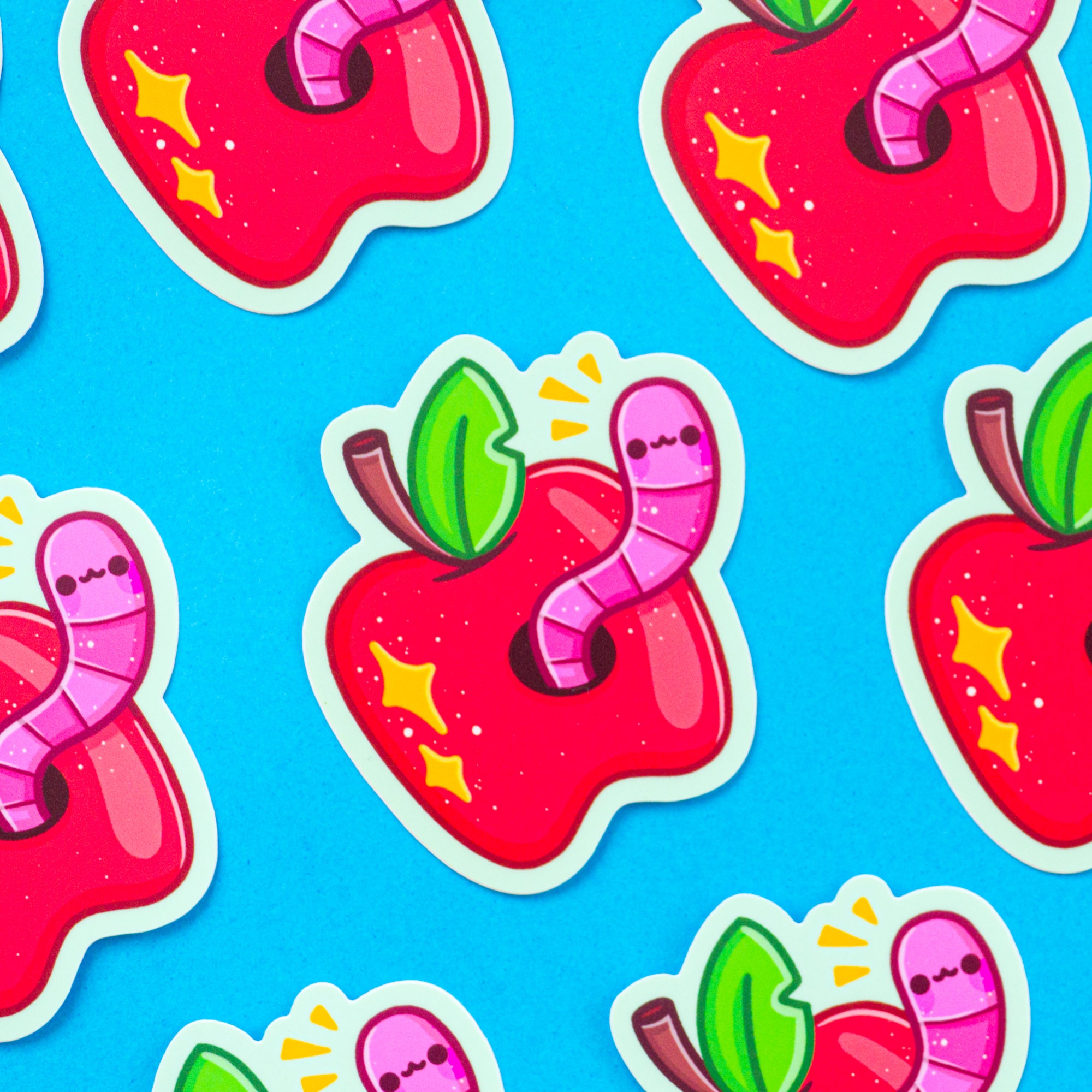 Apple & Worm Vinyl Sticker