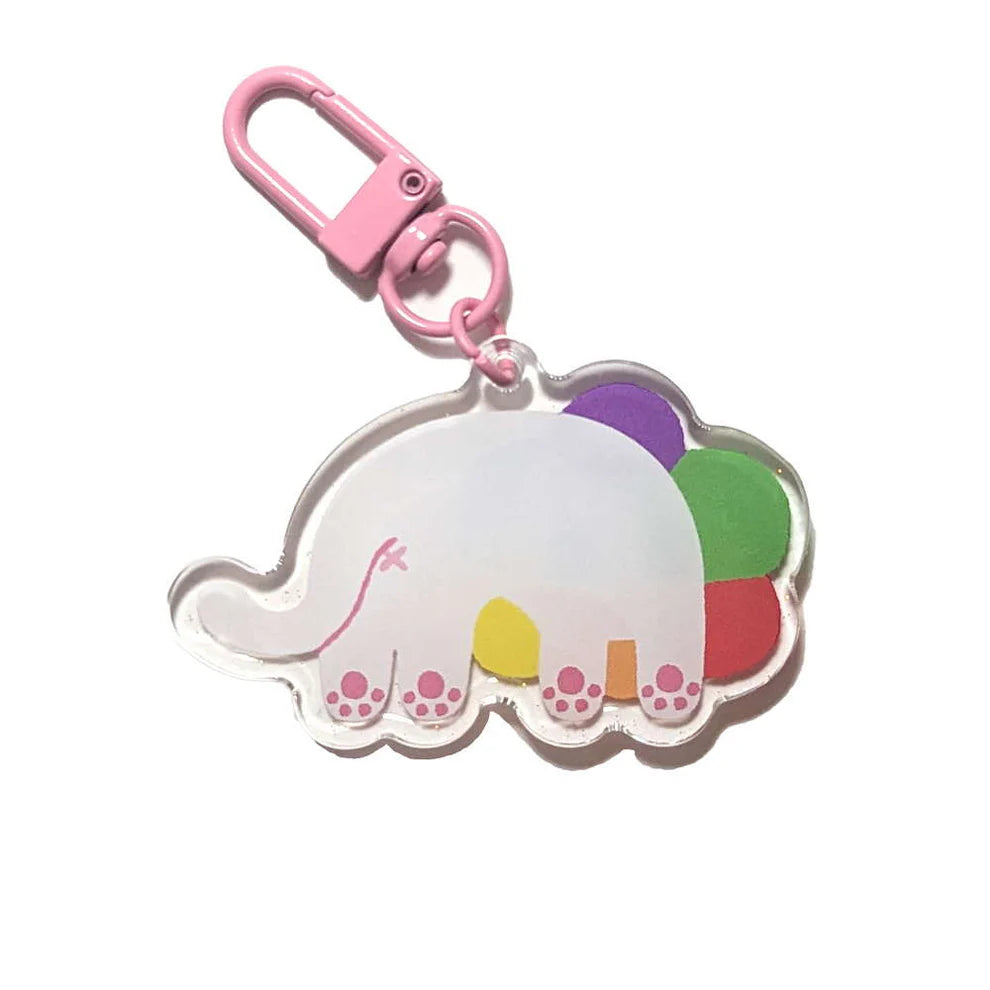 rainbow white Cat Keychain