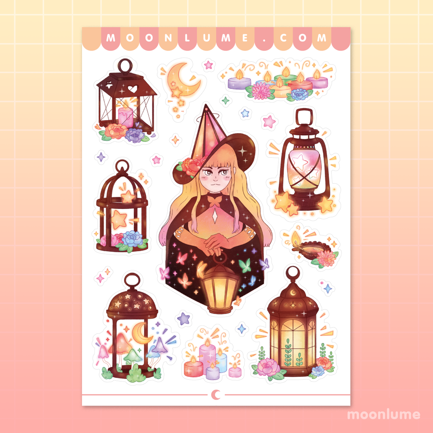 Lantern Witch vinyl sticker sheet