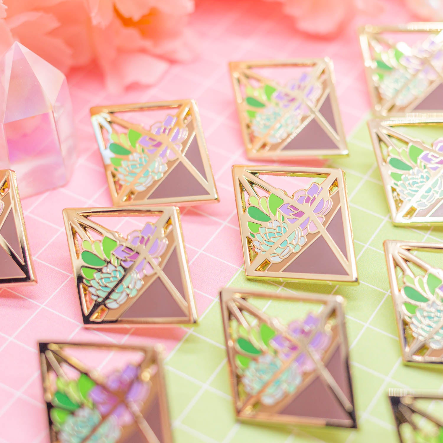 Diamond Succulent Terrarium enamel pin