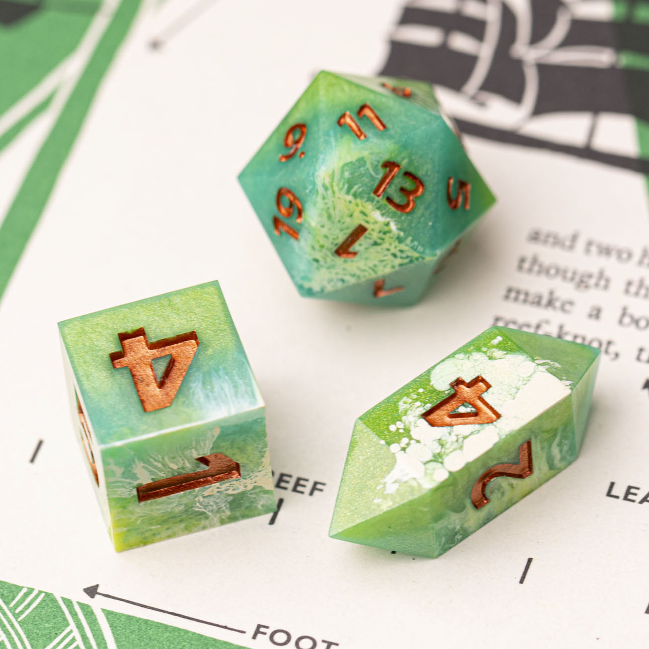 The Ethereal Emerald - D20 + D6 + D4 Dice Sets