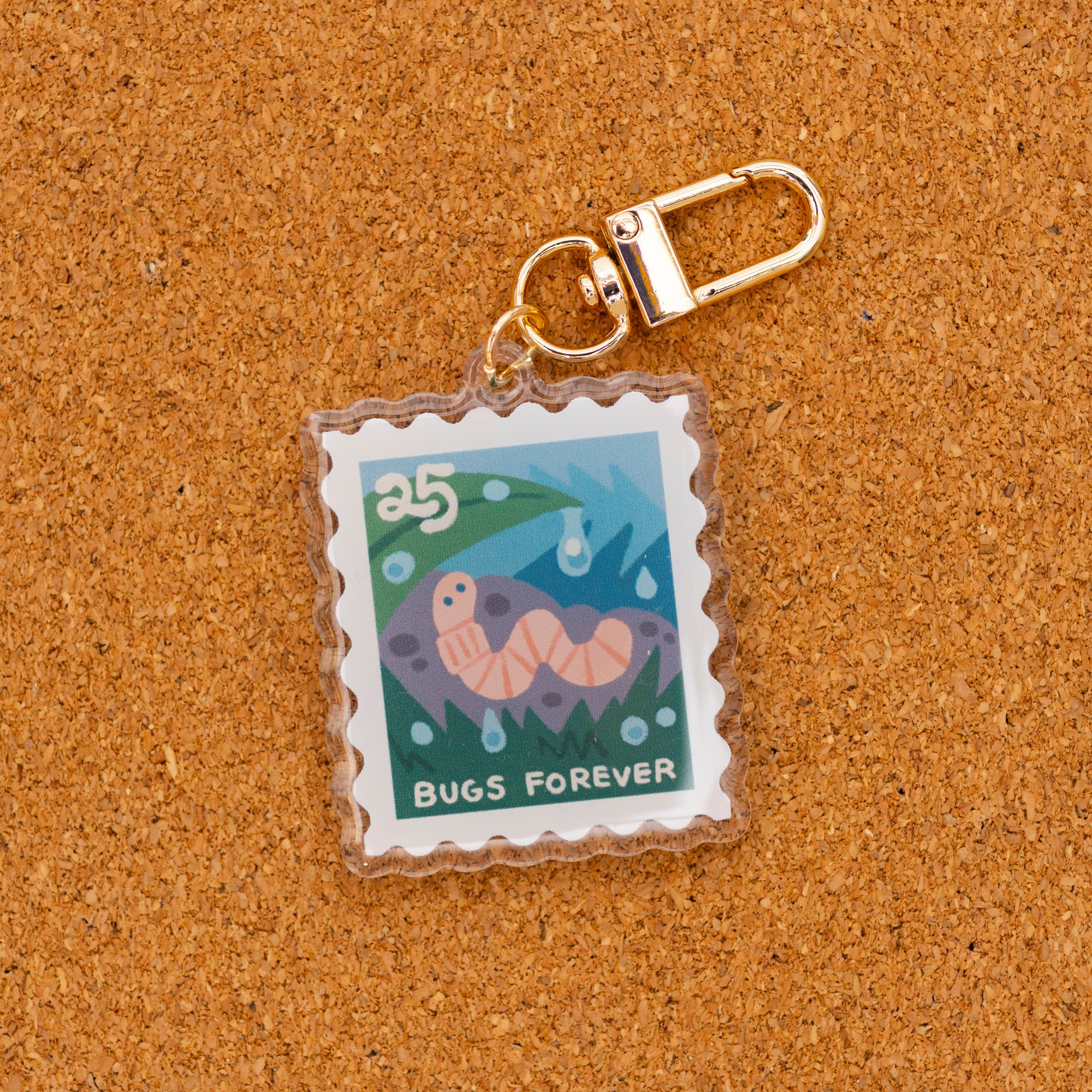 BUGS FOREVER worm stamp charm