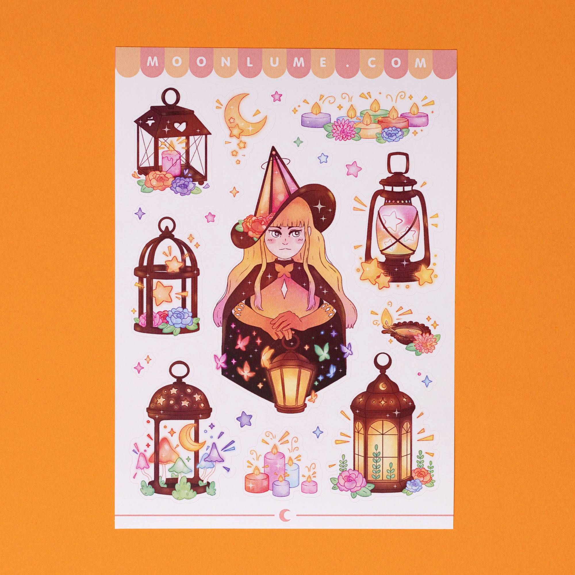 Lantern Witch vinyl sticker sheet