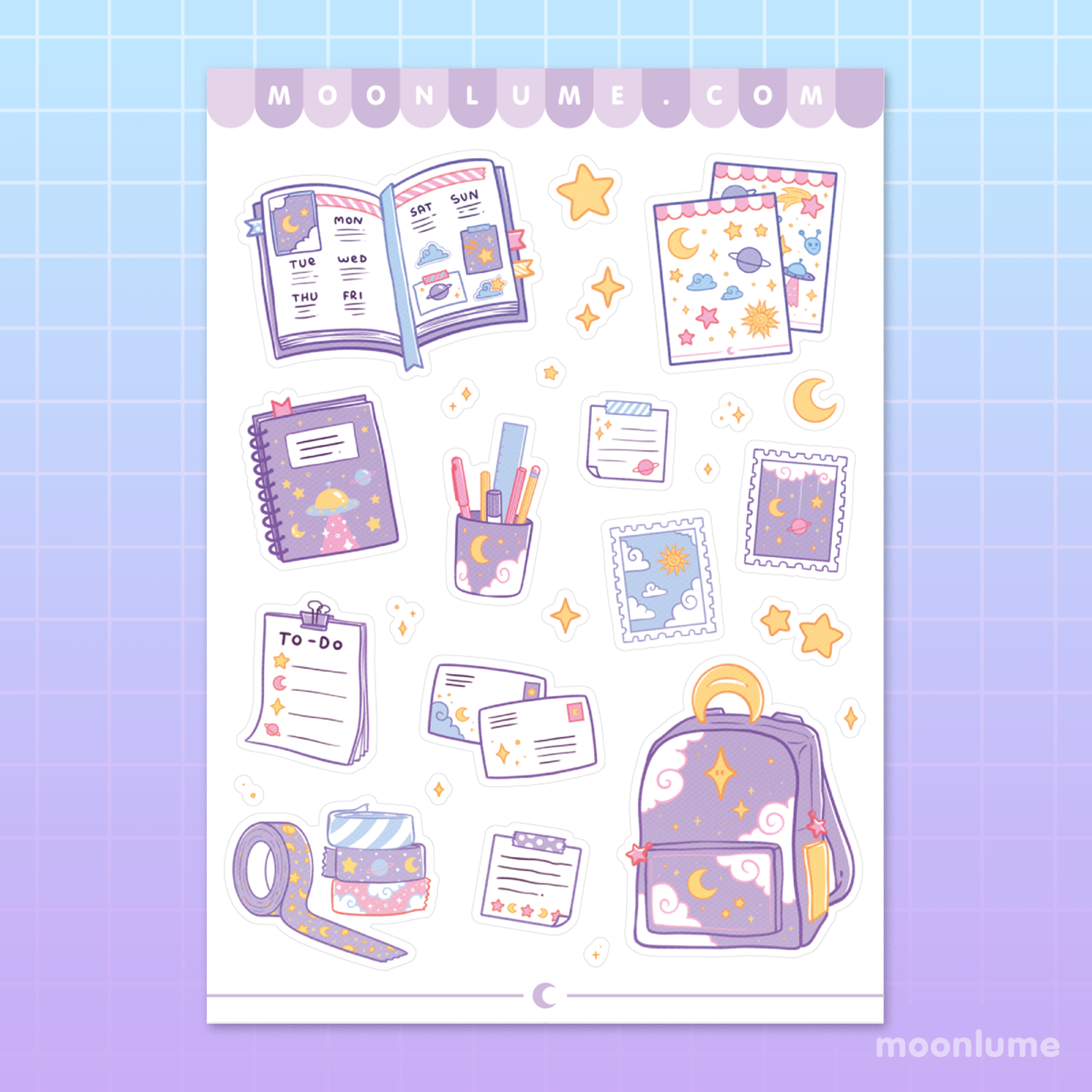 Cosmic Stationery vinyl sticker sheet