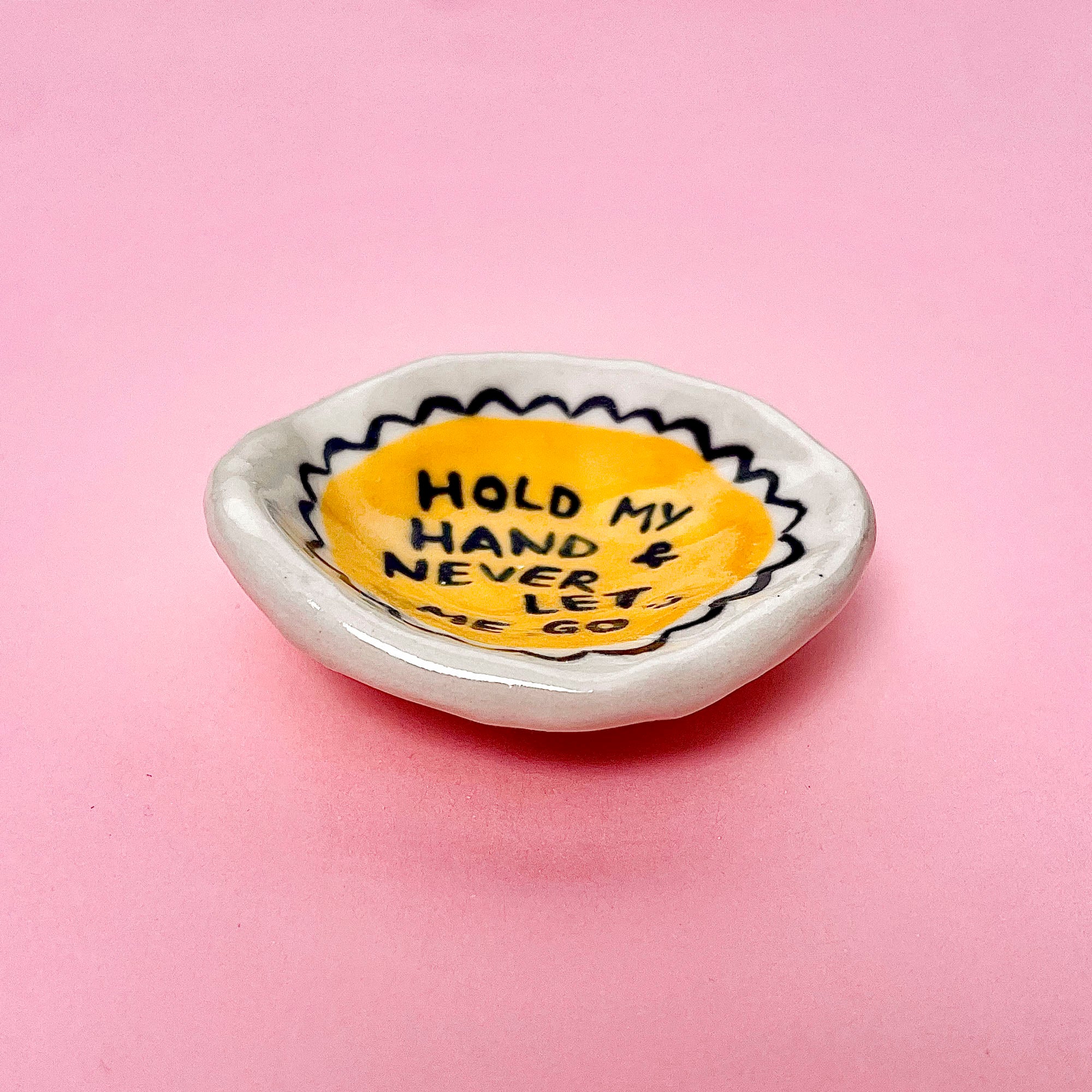 Hold My Hand & Never Let Me Go Yellow Trinket Tray