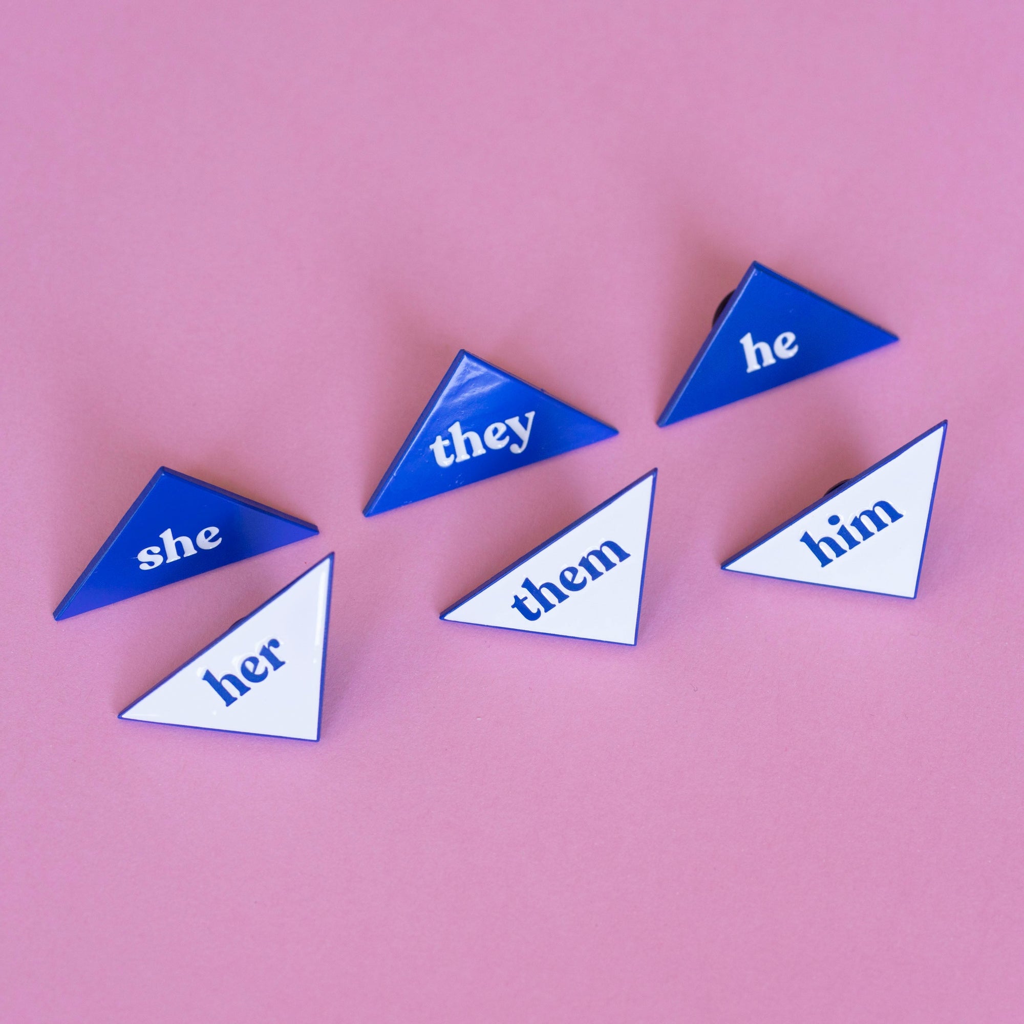 They - Pronouns Combo Enamel Pins - Blue - Top