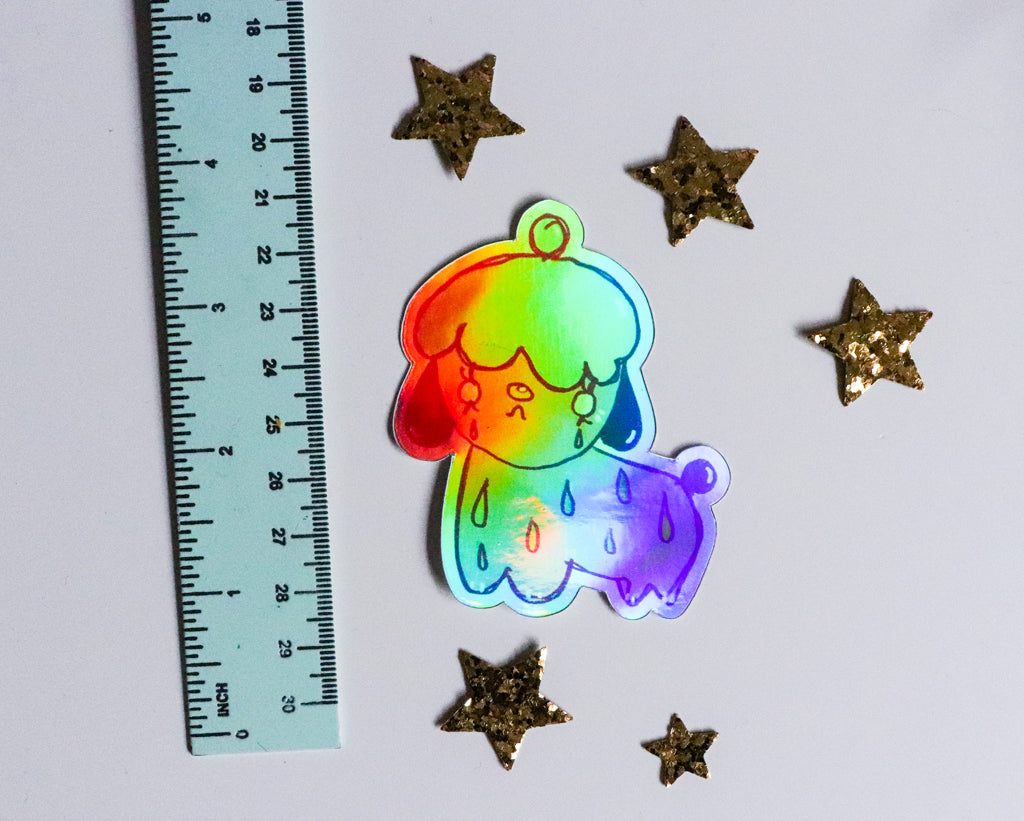 strawbaby dog / holographic vinyl sticker